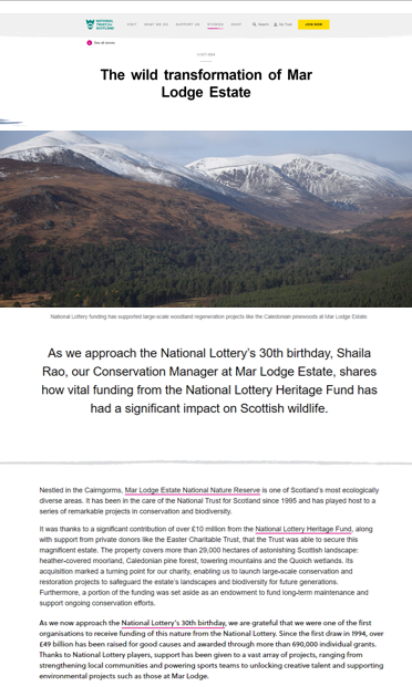 National Trust for Scotland blog to show their support